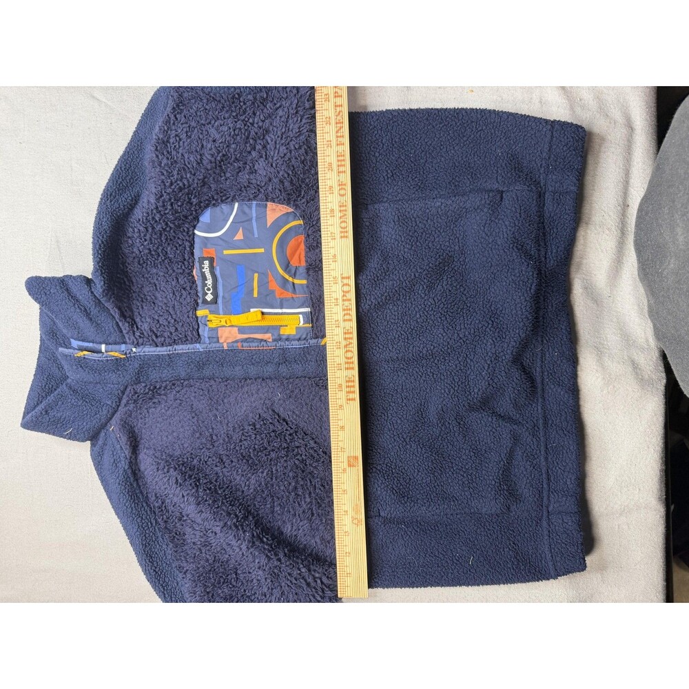 Columbia Jacket Boys Large Blue Fleece 1/4 Zip Geometric Pocket Pullover Outdoor - Picture 10 of 11